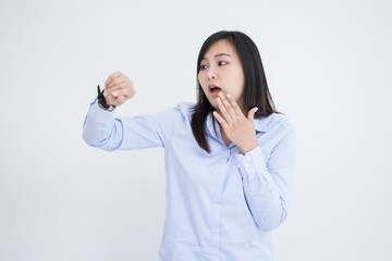 Beautiful Asian woman on white background