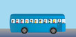Blue bus with variation of people. Vector illustration. EPS10.
