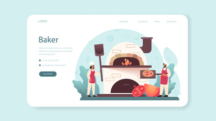 Wall Mural - pizzeria web banner or landing page. chef cooking tasty