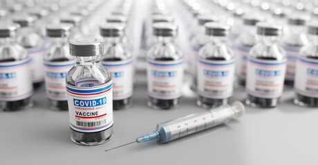 Coronavirus Covid-19 vaccine. Covid19 vaccination production and supply