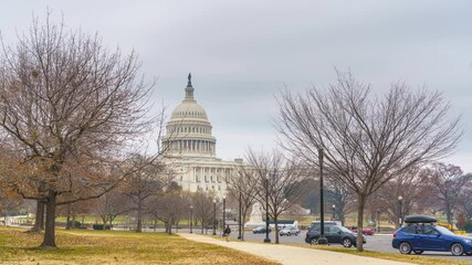 Wall Mural - Time lapse of US Capitol in Washington DC at autumn morning