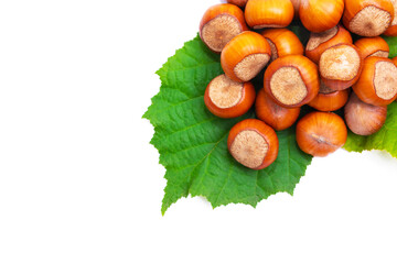 Wall Mural - top view natural hazelnuts isolated