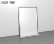 © katarinalas - 3d rendering - poster frame standing on the shiny floor