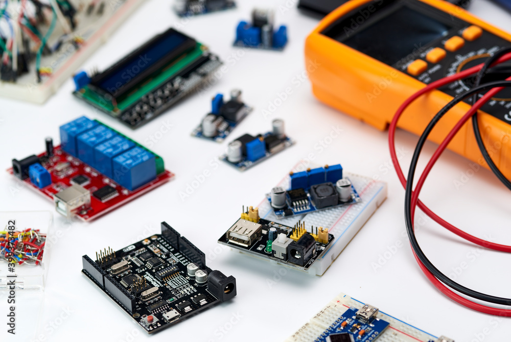Photo Stock Arduino blocks and modules-DYI your microcontroller and ...