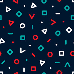 Wall Mural - memphis seamless pattern. abstract geometric background. multicolored geo design for every day print