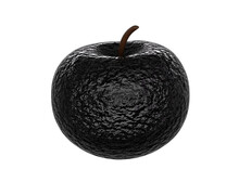 One Black Bad Rotten Apple Close Up Isolated On White, 3d Render