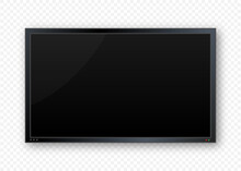 Flat Monitor Wall. Perspective Vector. Vector Icon. Media Technology. Blank Screen Isolated. Black Frame.