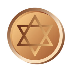 Poster - coin with jewish star hanukkah celebration icon