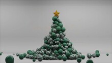 Green White Balls Christmas Tree Animation In White Background