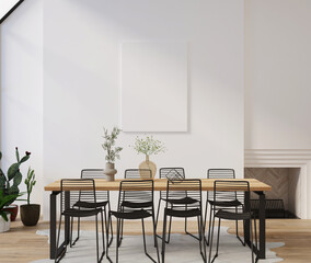 mockup poster in modern simple dinning room