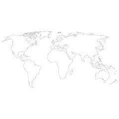 Wall Mural - outline hand drawn map of the world on white background. hand drawn simple stylized world map. freeh