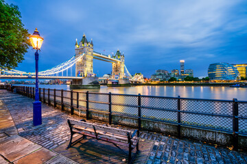 Poster - Tower Bridge at dusk in London. England