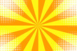 © Полякевич Олена - Cartoon pattern on halftone light backdrop. Orange background. Bright star. Sun texture. Halftone wallpaper. Stock image. EPS10.