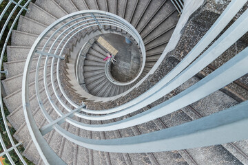 Poster - Empty modern spiral stairway, viewed from top