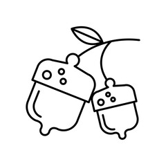 Sticker - nuts and leaf line style icon