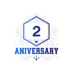 2 Year anniversary celebration vector template illustration