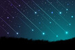 starry night sky with stars. shooting star background against dark blue starry night sky. Light of falling meteorite in the galaxy. vector illustration.
