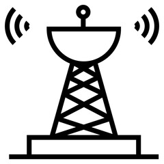 Wall Mural - Broadcast tower in line icon 