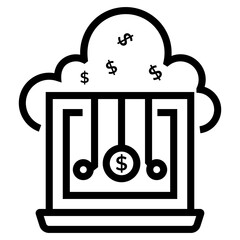 Sticker - Cloud monetization icon in line design 