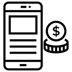 Poster - Mobile app monetization icon in line design 