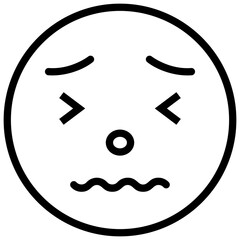 Sticker - line icon of nervous emoji