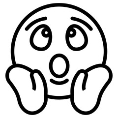 Sticker - Scared emoji icon line design 