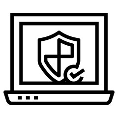 Canvas Print - Line design of antivirus protected icon