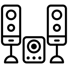 Poster - Icon of sound system in line design.