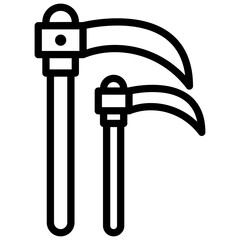 Sticker - Agricultural hand tool for cutting crop, scythe icon in trendy style 