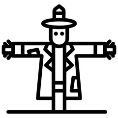 Sticker - Icon of scarecrow in line design 