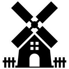 Canvas Print - Windmill icon in solid design 