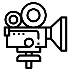 Sticker - Movie camera icon line design