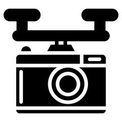 Sticker - Solid vector design of drone camera 