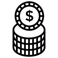 Poster - Dollar coin icon in line design.