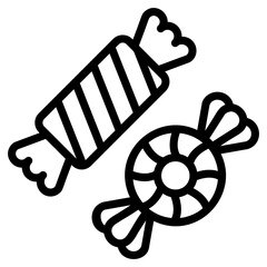 Sticker - Sweet wrapped candies line icon