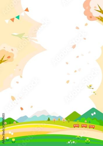 桜色の春のお出かけポスター背景イラスト 満開の桜とお花畑 Vector De Stock Adobe Stock 桜色の春のお出かけポスター背景イラスト 満開の桜とお花畑 Vector De Stock Adobe Stock