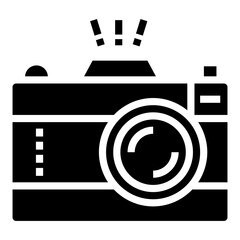 Sticker - Photographic camera vector in filled design