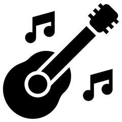 Sticker - Solid icon of electronic music guitar 