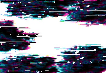Aufkleber - Glitch pixels vector abstract distorted background