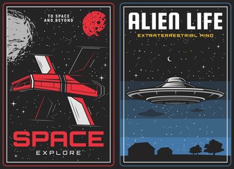 Wall Mural - outer space exploration, alien life contact banner