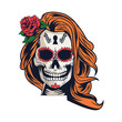 traditional mexican katrina skull with rose head