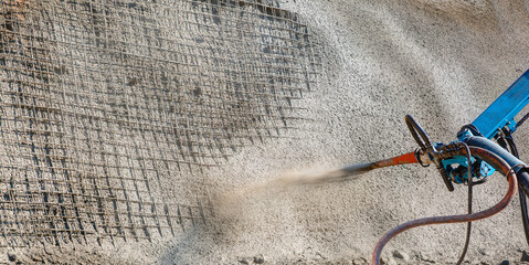 Sprayed concrete with machines for Prevent the collapse by the rocks