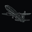 The Vector logo plane for tattoo or T-shirt design or outwear.  Cute print style plane  background. This hand drawing would be nice to make on the black fabric or canvas.
