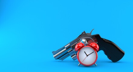 Canvas Print - Gun with alarm clock