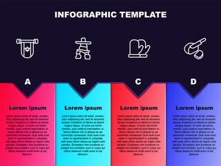 Canvas Print - Set line Pennant Canada, Inukshuk, Christmas mitten and Peameal bacon. Business infographic template. Vector.