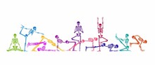 Skeletons In A Yoga Pose. Seamless Pattern. Vector Illustration.