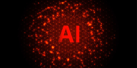 Poster - Artificial intelligence concept design. Vector symbol AI. Neural networks Abstract concept of cyber technology automation and Future Technology Concept Design.