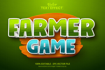 Wall Mural - Farmer game text, mobile game and cartoon style editable text effect