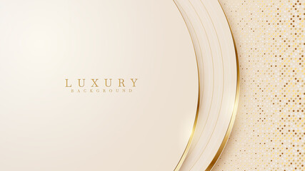 Canvas Print - abstract yellow luxury background with golden line , paper cut style 3d. vector illustration.