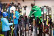 Interior sporting goods store with large assortment of ski poles